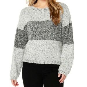 NWT Bobi BLACK Stripe Boatneck Sweater, S Ivory/Black (looks gray, as pictured)